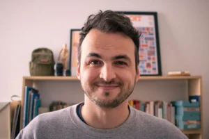 Nathaniel Roy smiles at camera