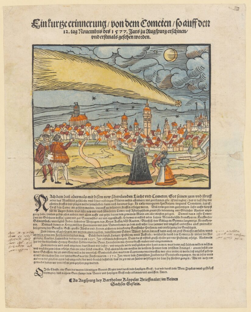 The comet that appeared over Augsburg in November, 1577.