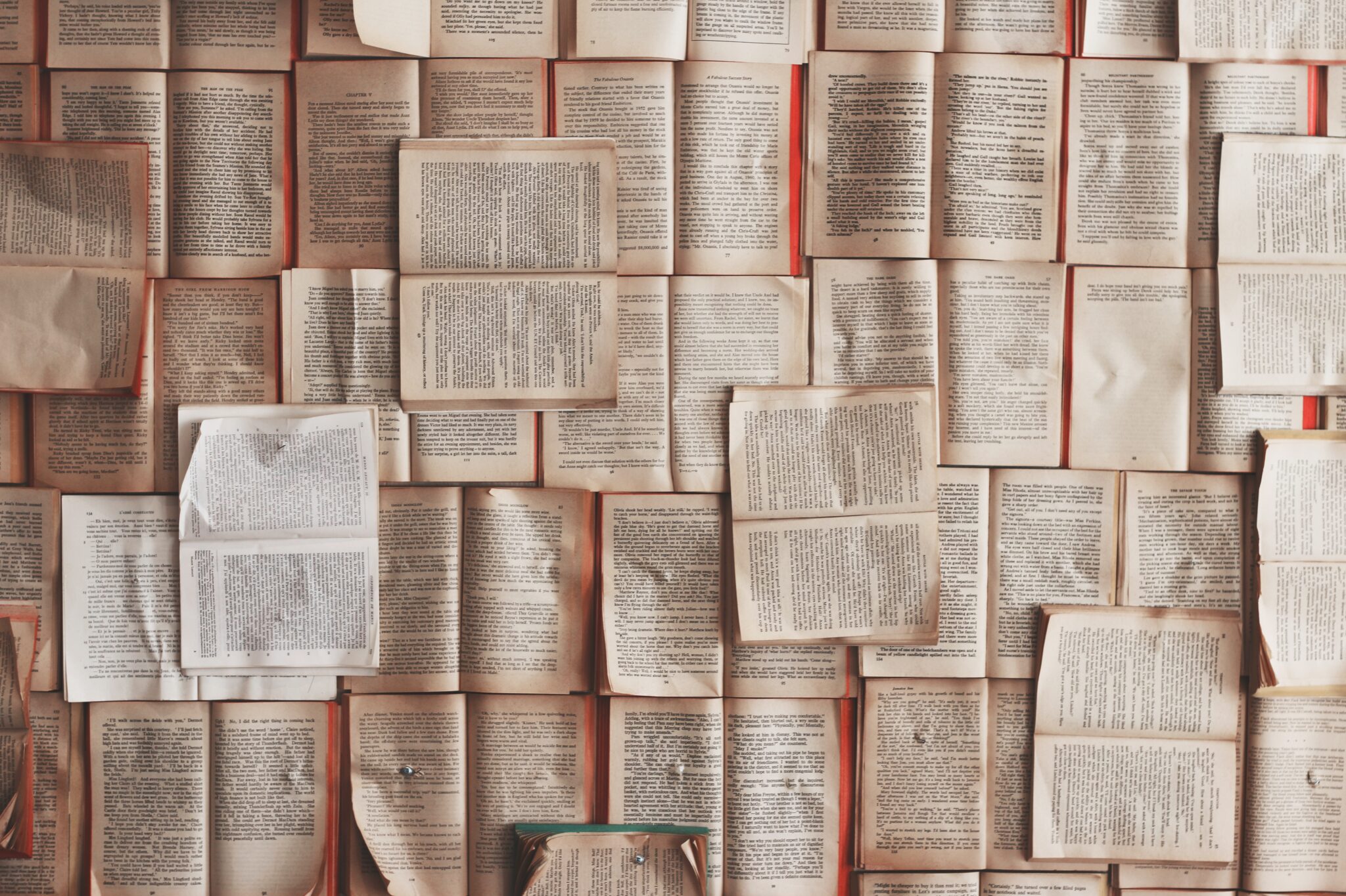 Photograph of open books filling the frame