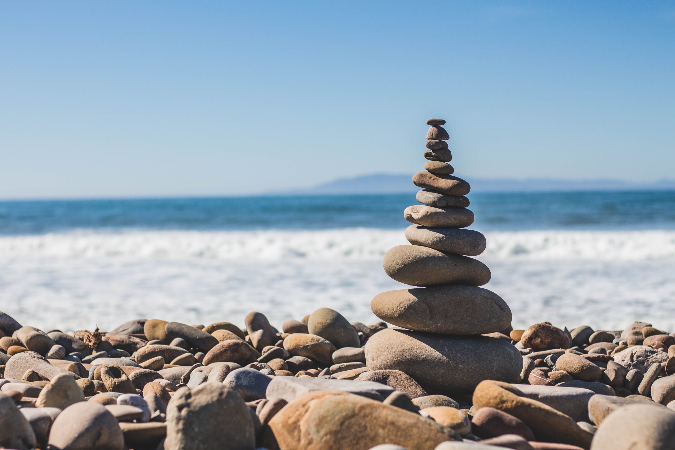 Stacked rocks by the sea