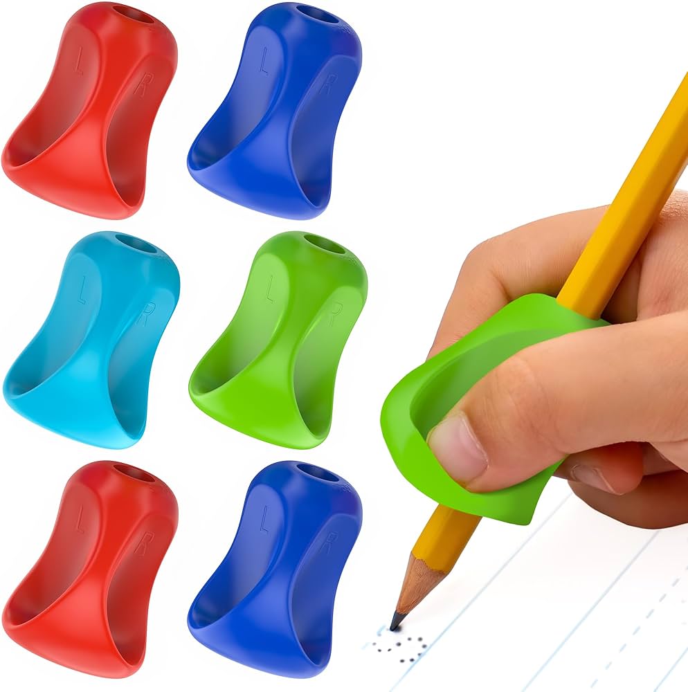Hand holding pinch grip pencil grip with curved hand placement